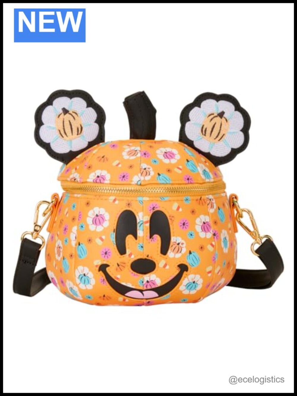 Disney Loungefly Pumpkin Crossbody Bag Faux Leather Glow in Dark